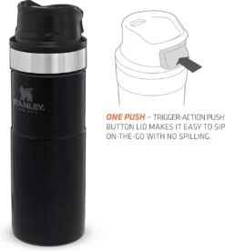 Stanley Trigger-Action Travel Mug 0.47L - Thermosfles - Matt Black -Woonkeuken Winkel 1075x1200