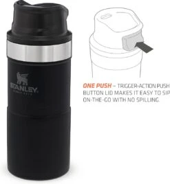 Stanley Trigger-Action Travel Mug 0.47L - Thermosfles - Matt Black -Woonkeuken Winkel 1106x1200