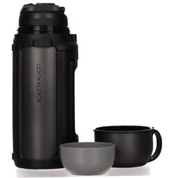 Lock&Lock Thermoskan - Isoleerkan - Thee En Koffie - Lekvrij - 1,5 Liter - RVS - Inklapbaar Handvat - Zwart -Woonkeuken Winkel 1161x1200