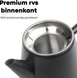 Vatten® - Premium RVS Theepot - Incl. RVS Theefilter - 1L - Zwart - Dubbelwandig -Woonkeuken Winkel 1175x1200 1
