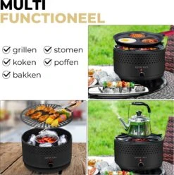 Ozocozy BBQ-ONE Houtskool Tafelbarbecue - Ø30 Cm- Zwart - Incl. Draagtas, Siliconen Bakkwast En RVS-Barbecuetang 21 Ozocozy BBQ-ONE Houtskool Tafelbarbecue - Ø30 Cm- Zwart - Incl. Draagtas, Siliconen Bakkwast En RVS-Barbecuetang -Woonkeuken Winkel 1193x1200 3