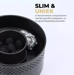 Ozocozy BBQ-ONE Houtskool Tafelbarbecue - Ø30 Cm- Zwart - Incl. Draagtas, Siliconen Bakkwast En RVS-Barbecuetang 16 Ozocozy BBQ-ONE Houtskool Tafelbarbecue - Ø30 Cm- Zwart - Incl. Draagtas, Siliconen Bakkwast En RVS-Barbecuetang -Woonkeuken Winkel 1197x1200 10