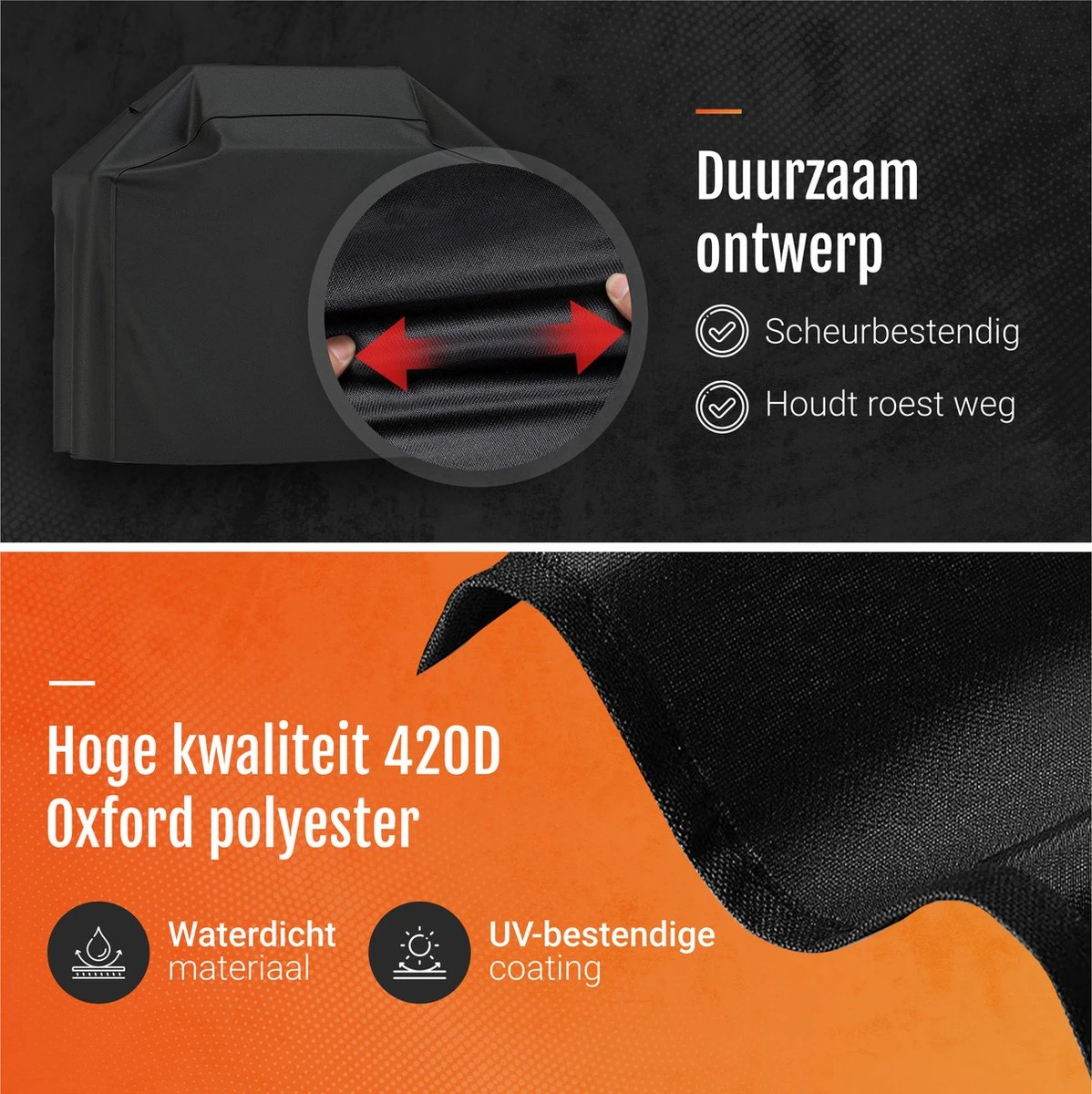 GrillX Barbecue Hoes - 145 X 61 X 117cm - BBQ Hoes Waterdicht - Beschermhoes Inclusief Trekkoord - BBQ Accesoires 4 GrillX Barbecue Hoes - 145 X 61 X 117cm - BBQ Hoes Waterdicht - Beschermhoes Inclusief Trekkoord - BBQ Accesoires - Afbeelding 2