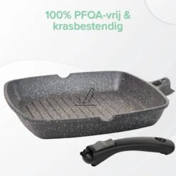 Coninx Grillpan 28CM - Steakpan - Afneembare Handgreep - PFAS-vrij - Grijs -Woonkeuken Winkel 1198x1200 4