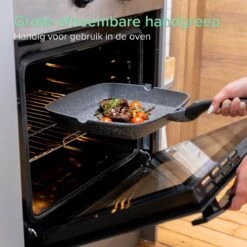Coninx Grillpan 28CM - Steakpan - Afneembare Handgreep - PFAS-vrij - Grijs -Woonkeuken Winkel 1198x1200 5