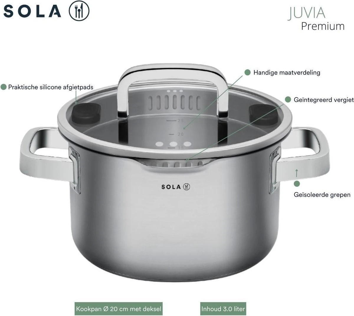 Sola Pannenset Juvia - 4 Delig - Ø 16,16,18,20 Cm - Zilver - RVS - Sandwichbodem 13 Sola Pannenset Juvia - 4 Delig - Ø 16,16,18,20 Cm - Zilver - RVS - Sandwichbodem - Afbeelding 11