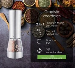 KROMS Peper En Zoutmolen Set - Peper En Zoutmolen Set Elektrisch -2 In 1 - Instelbare Maalgraad - Pepermolen - Zoutmolen - Peper En Zoutmolen Elektrisch -Woonkeuken Winkel 1200x1094 2