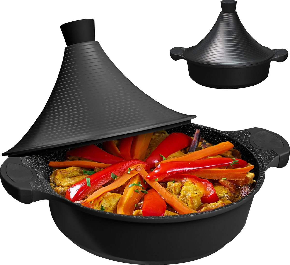 BIKO | Luxe Aluminium Tajine Inductie| Tagine | Geschikt Voor 4-8 Personen - Inductie - Zwart 3 BIKO | Luxe Aluminium Tajine Inductie| Tagine | Geschikt Voor 4-8 Personen - Inductie - Zwart
