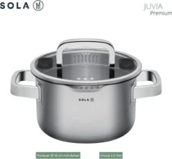 Sola Pannenset Juvia - 4 Delig - Ø 16,16,18,20 Cm - Zilver - RVS - Sandwichbodem 32 Sola Pannenset Juvia - 4 Delig - Ø 16,16,18,20 Cm - Zilver - RVS - Sandwichbodem -Woonkeuken Winkel 1200x1110