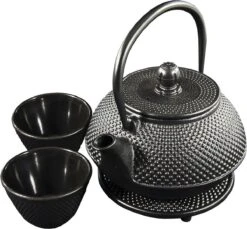 SakuraTea - Theepot Set - 4-delig - Gietijzer - Zwart - 0.8L - 2 Kopjes (100ml) -Woonkeuken Winkel 1200x1113 2