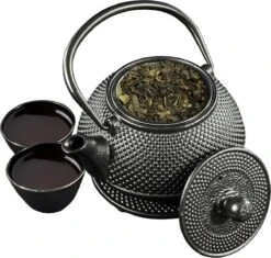 SakuraTea - Theepot Set - 4-delig - Gietijzer - Zwart - 0.8L - 2 Kopjes (100ml) -Woonkeuken Winkel 1200x1142