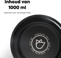 Vatten® - Premium RVS Theepot - Incl. RVS Theefilter - 1L - Zwart - Dubbelwandig -Woonkeuken Winkel 1200x1143