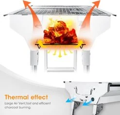 Uten - Houtskoolbarbecue - Opvouwbare Barbecue - Houtskoolbarbecues - Draagbare Camping Barbecue - 430 Roestvrij Staal Grill BBQ - 5-10 Persoon Tuin Buitenfeest - Zilver -Woonkeuken Winkel 1200x1152 3