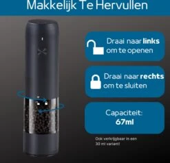 GOV Elektrische Peper- En Zoutmolen Zwart XL Set Oplaadbaar - Pepermolen - Peper En Zoutstel -Woonkeuken Winkel 1200x1156 3