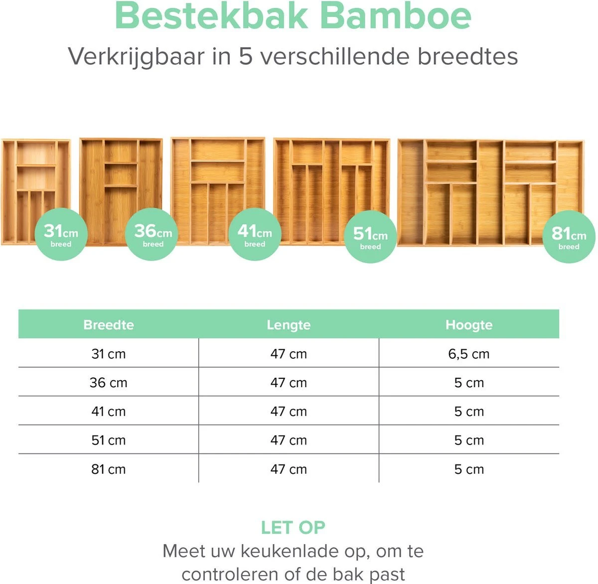 Grote Bestekbak Bamboe 81x47CM - Coninx Besteklade - Opbergbak - Duurzaam - Bamboe - Voor Laden Vanaf 47cm Diep 8 Grote Bestekbak Bamboe 81x47CM - Coninx Besteklade - Opbergbak - Duurzaam - Bamboe - Voor Laden Vanaf 47cm Diep - Afbeelding 6