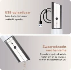 DODANA Premium Peper - & Zoutmolen Elektrisch - 1 Stuk - Pepermolen - Zoutmolen - Oplaadbaar - USB - Elektrische Pepermolen - RVS - Zwaartekracht Functie - LED Lamp - Nl Handleiding - Incl Borsteltje 13 DODANA Premium Peper - & Zoutmolen Elektrisch - 1 Stuk - Pepermolen - Zoutmolen - Oplaadbaar - USB - Elektrische Pepermolen - RVS - Zwaartekracht Functie - LED Lamp - Nl Handleiding - Incl Borsteltje -Woonkeuken Winkel 1200x1192 4