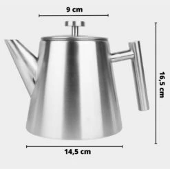 Castagnola Theepot Met Filter – Theekan – Theepot Dubbelwandig – Theepot Roestvrijstaal – Hoogwaardig RVS – 1 Liter – 5 Kopjes Thee – Zilver 10 Castagnola Theepot Met Filter – Theekan – Theepot Dubbelwandig – Theepot Roestvrijstaal – Hoogwaardig RVS – 1 Liter – 5 Kopjes Thee – Zilver -Woonkeuken Winkel 1200x1195 4