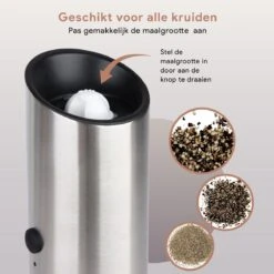 DODANA Premium Peper - & Zoutmolen Elektrisch - 1 Stuk - Pepermolen - Zoutmolen - Oplaadbaar - USB - Elektrische Pepermolen - RVS - Zwaartekracht Functie - LED Lamp - Nl Handleiding - Incl Borsteltje 14 DODANA Premium Peper - & Zoutmolen Elektrisch - 1 Stuk - Pepermolen - Zoutmolen - Oplaadbaar - USB - Elektrische Pepermolen - RVS - Zwaartekracht Functie - LED Lamp - Nl Handleiding - Incl Borsteltje -Woonkeuken Winkel 1200x1199 11