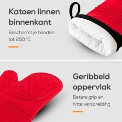 KitchenLove Ovenwanten - 2 Stuks Ovenhandschoenen - Hittebestendig Tot 250 °C - Siliconen - Rood 16 KitchenLove Ovenwanten - 2 Stuks Ovenhandschoenen - Hittebestendig Tot 250 °C - Siliconen - Rood -Woonkeuken Winkel 1200x1200 1007