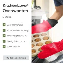 KitchenLove Ovenwanten - 2 Stuks Ovenhandschoenen - Hittebestendig Tot 250 °C - Siliconen - Rood 17 KitchenLove Ovenwanten - 2 Stuks Ovenhandschoenen - Hittebestendig Tot 250 °C - Siliconen - Rood -Woonkeuken Winkel 1200x1200 1008