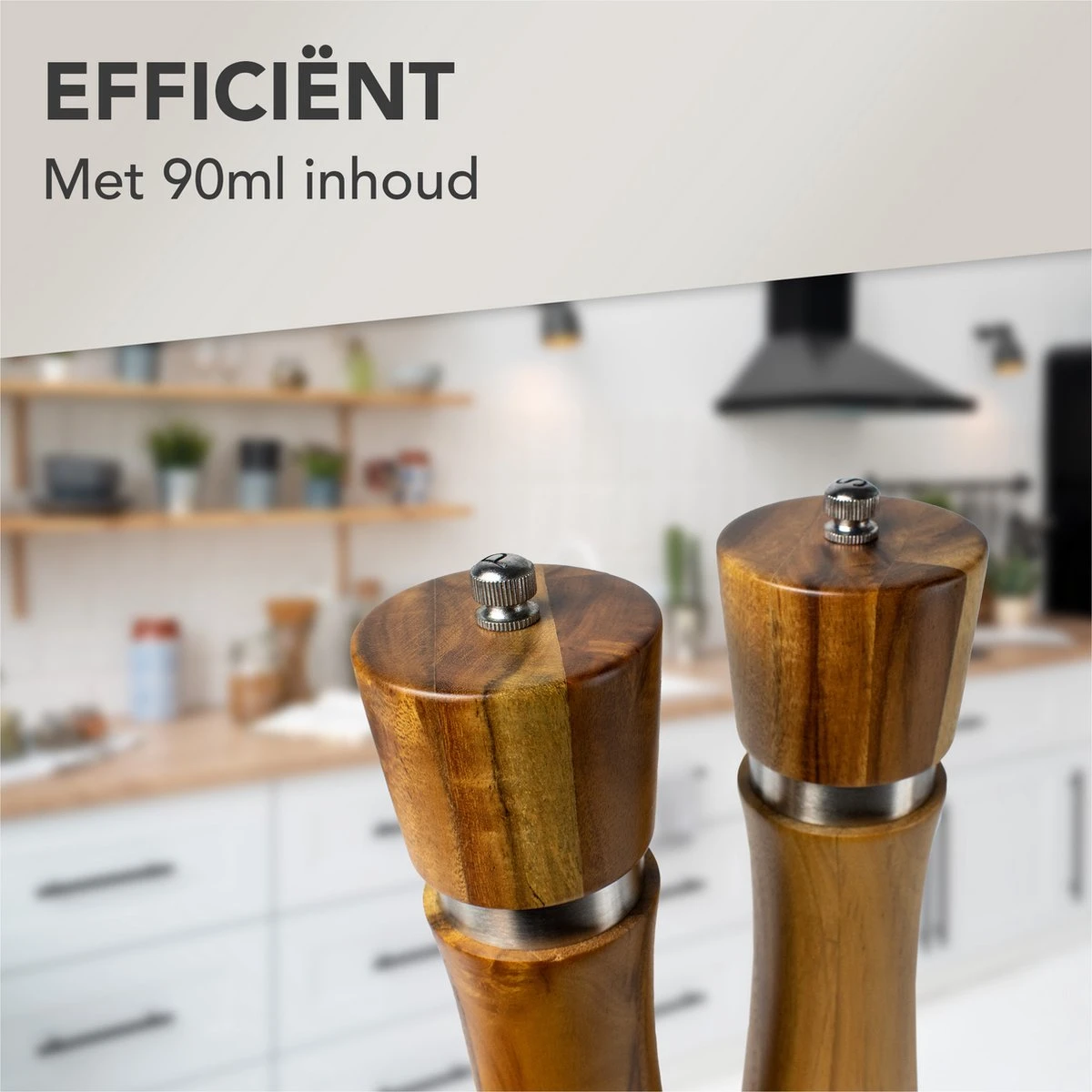 Nimma® Peper En Zoutmolen Set - Incl Navul Lepel - Verstelbare Maalgraad - Acacia Hout 10 Nimma® Peper En Zoutmolen Set - Incl Navul Lepel - Verstelbare Maalgraad - Acacia Hout - Afbeelding 8