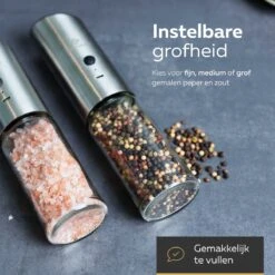 101Products Peper- & Zoutmolen Elektrisch - USB Oplaadbaar - Pepermolen - Zoutmolen - RVS -Woonkeuken Winkel 1200x1200 1034