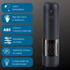 GOV Elektrische Peper- En Zoutmolen Zwart XL Set Oplaadbaar - Pepermolen - Peper En Zoutstel -Woonkeuken Winkel 1200x1200 1060