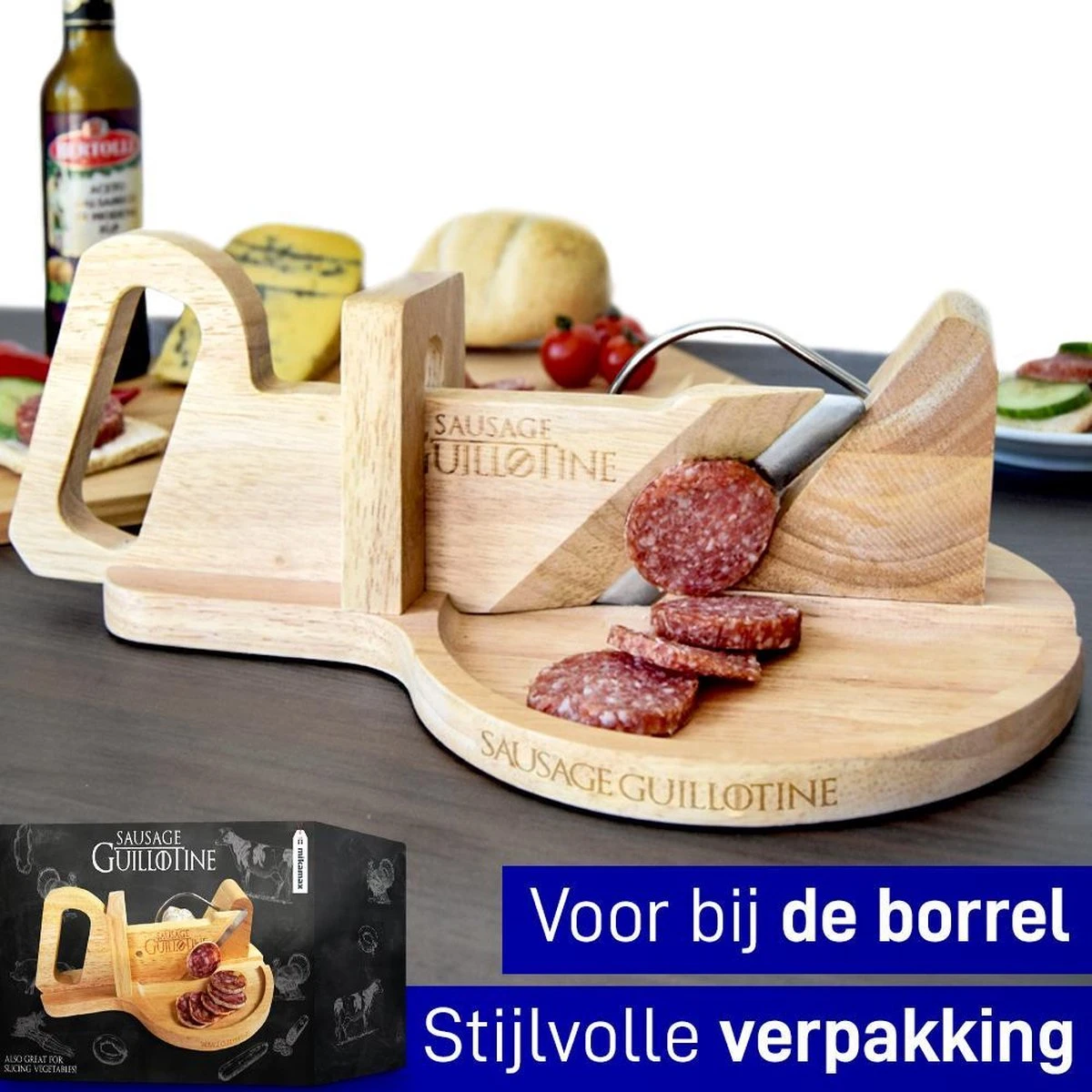 MikaMax Worst Guillotine - Worstsnijder - Worst Snijplank - Sausage Guillotine - Makkelijk Schoon Te Maken - RVS Mes - Bamboe - 30 X 19cm 3 MikaMax Worst Guillotine - Worstsnijder - Worst Snijplank - Sausage Guillotine - Makkelijk Schoon Te Maken - RVS Mes - Bamboe - 30 X 19cm