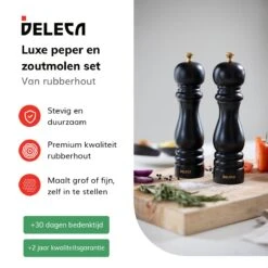 Deleca Luxe Peper En Zoutmolen Set - Met Geschenkdoos - Zout / Pepermolen - Rubberhout - Zwart & Goud 17 Deleca Luxe Peper En Zoutmolen Set - Met Geschenkdoos - Zout / Pepermolen - Rubberhout - Zwart & Goud -Woonkeuken Winkel 1200x1200 1093