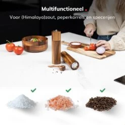 Deleca Luxe Peper En Zoutmolen Set - Zout / Pepermolen - Handmatig - Met Navul Lepel & Geschenkdoos - Acacia Hout - Rond -Woonkeuken Winkel 1200x1200 1103