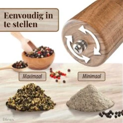 Dieux® - Peper En Zoutmolen Set - Cilinder Vorm - 22CM - Zout Peper Kruiden - 2 Stuks - Acacia Hout - Instelbare Maalgraad - Duurzaam - Luxe Kwaliteit - Hervulbaar - Pepermolen - Zoutmolen - BBQ Accesoires - Pasen -Woonkeuken Winkel 1200x1200 1112