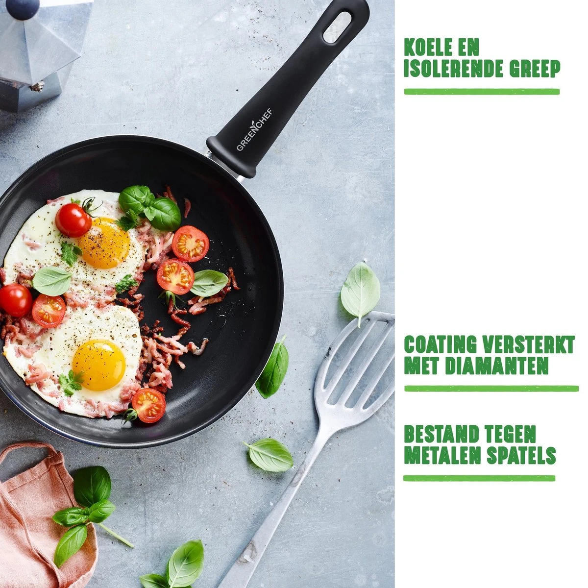 GreenChef Soft Grip Pannenset - 10-Delig - Keramisch - Inductie 4 GreenChef Soft Grip Pannenset - 10-Delig - Keramisch - Inductie - Afbeelding 2