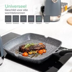 Coninx Grillpan 28CM - Steakpan - Afneembare Handgreep - PFAS-vrij - Grijs -Woonkeuken Winkel 1200x1200 299