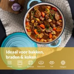Chefarone Gietijzeren Pan - Braadpan Inclusief Deksel - Geschikt Voor Alle Warmtebronnen - Geëmailleerd Blauw 16 Chefarone Gietijzeren Pan - Braadpan Inclusief Deksel - Geschikt Voor Alle Warmtebronnen - Geëmailleerd Blauw -Woonkeuken Winkel 1200x1200 307