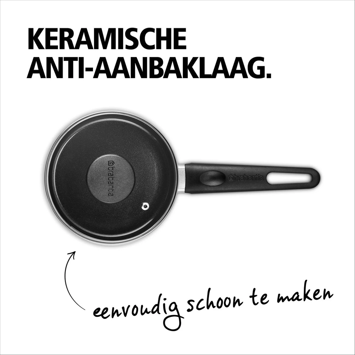 BRABANTIA INDU+ Steelpan Met Deksel - Keramische Antiaanbaklaag - Ø 16 Cm - Inductie - Pfas Vrij 3 BRABANTIA INDU+ Steelpan Met Deksel - Keramische Antiaanbaklaag - Ø 16 Cm - Inductie - Pfas Vrij - Afbeelding 2
