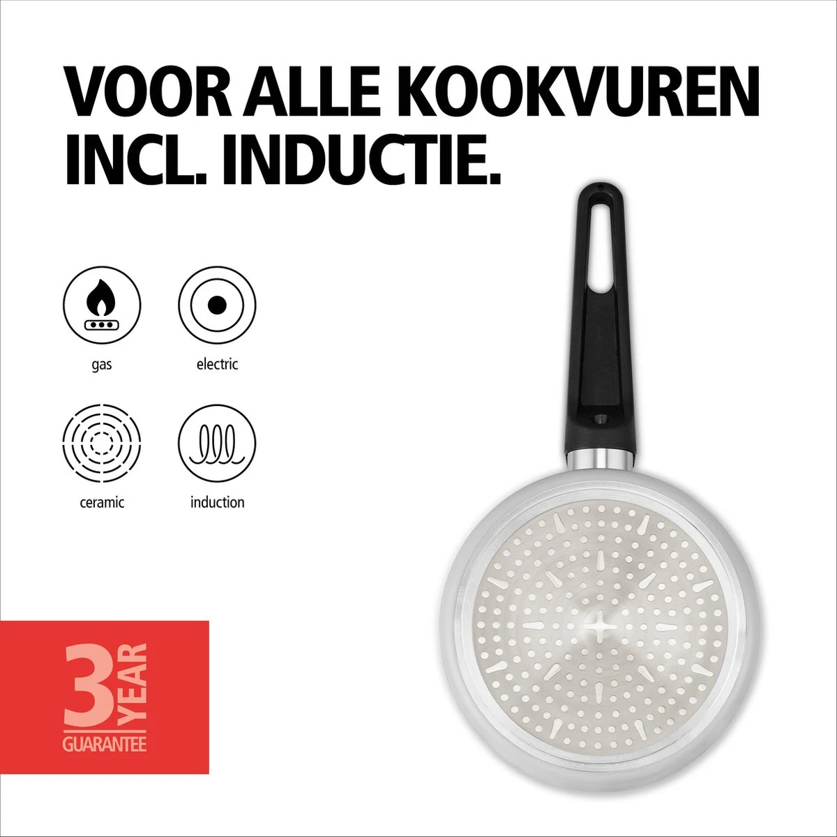BRABANTIA INDU+ Steelpan Met Deksel - Keramische Antiaanbaklaag - Ø 16 Cm - Inductie - Pfas Vrij 4 BRABANTIA INDU+ Steelpan Met Deksel - Keramische Antiaanbaklaag - Ø 16 Cm - Inductie - Pfas Vrij - Afbeelding 3
