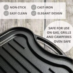 Nuovva Dubbelzijdig Gietijzeren Grillplaat - 50cm X 26cm -Woonkeuken Winkel 1200x1200 55