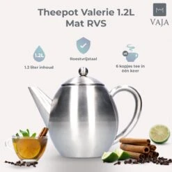 Vaja Valerie - Theepot Met Filter - Dubbelwandig - RVS - 1.2L 28 Vaja Valerie - Theepot Met Filter - Dubbelwandig - RVS - 1.2L -Woonkeuken Winkel 1200x1200 562