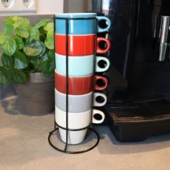 Orange85 Koffiekopjes - Met Houder - Set Van 6 - Gekleurd - 300 Ml - Keramiek -Woonkeuken Winkel 1200x1200 567