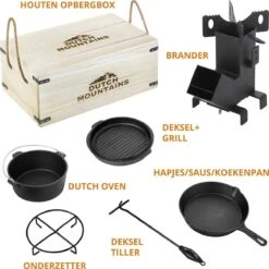 Dutch Mountains Gietijzeren Pannenset 7-delig - Dutch Oven – Braadpan - Grillpan - Hapjespan - Kookset In Houten Transportkist - Deksellifter - Brander 16 Dutch Mountains Gietijzeren Pannenset 7-delig - Dutch Oven – Braadpan - Grillpan - Hapjespan - Kookset In Houten Transportkist - Deksellifter - Brander -Woonkeuken Winkel 1200x1200 673