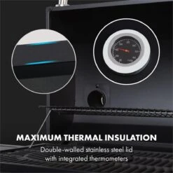 Klarstein Kingsville Double Barbecue - Houtskool- En Gasbarbecue - Smoker BBQ - Inclusief Deksels En Thermometer - Met 2 Roosters - Zwart -Woonkeuken Winkel 1200x1200 820