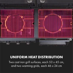 Klarstein Kingsville Double Barbecue - Houtskool- En Gasbarbecue - Smoker BBQ - Inclusief Deksels En Thermometer - Met 2 Roosters - Zwart -Woonkeuken Winkel 1200x1200 821
