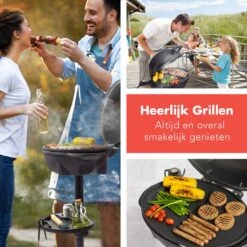 KitchenBrothers Elektrische BBQ - Met Grillplaat - Anti-aanbaklaag - Incl. Plank/Houders - Grilloppervlak 46,5x33,8cm - Tot 300°C - 2400W - Zwart -Woonkeuken Winkel 1200x1200 831