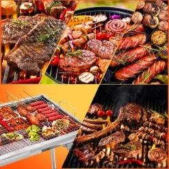 Uten - Houtskoolbarbecue - Opvouwbare Barbecue - Houtskoolbarbecues - Draagbare Camping Barbecue - 430 Roestvrij Staal Grill BBQ - 5-10 Persoon Tuin Buitenfeest - Zilver -Woonkeuken Winkel 1200x1200 874