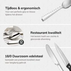 Deleca 8 Persoons Bestekset (48-delig) - Lepels, Messen, Vorken & Steakmessen - Vaatwasserbestendig - Zilver / RVS -Woonkeuken Winkel 1200x1200 944