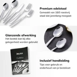 Deleca 6 Persoons Bestekset Deluxe (30-delig) - Vorken, Lepels En Messen - Vaatwasserbestendig - Gehamerd - Zilver / RVS 14 Deleca 6 Persoons Bestekset Deluxe (30-delig) - Vorken, Lepels En Messen - Vaatwasserbestendig - Gehamerd - Zilver / RVS -Woonkeuken Winkel 1200x1200 957