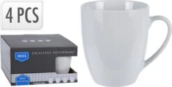 Excellent Houseware Set Van 4x Stuks Bekers/mokken Wit 380 Ml Van Porselein - Melkbekers -Woonkeuken Winkel 1200x612 2
