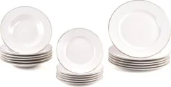 LeRijn® Serviesset Deventer 6 Persoons - 18 Delig - Licht Crème Wit Met Gouden Rand En Motief - Dinerborden - Soepborden - Dessertborden - Borden Servies - Bordenset -Woonkeuken Winkel 1200x612 3