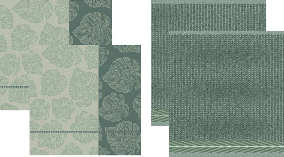 DDDDD Monstera - 2x Theedoek & 2x Keukendoek - Laurel 3 DDDDD Monstera - 2x Theedoek & 2x Keukendoek - Laurel