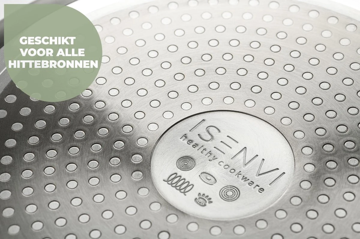 ISENVI Victoria Forged Keramische Wokpan 32CM - RVS Greep 4 ISENVI Victoria Forged Keramische Wokpan 32CM - RVS Greep - Afbeelding 2